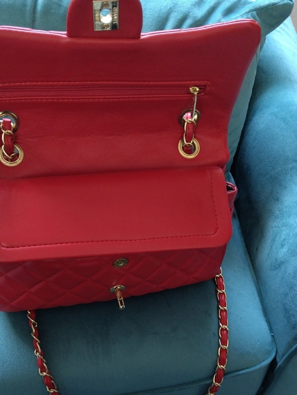 Red Leather Handbag - Picture 10 of 15